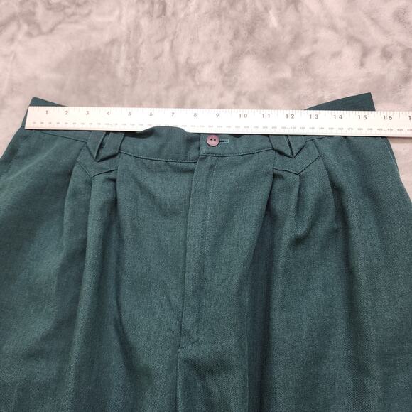 Vintage 90s Fundamental Things Pants Womens 18 Green High Rise Pleated Tapered - Picture 5 of 9
